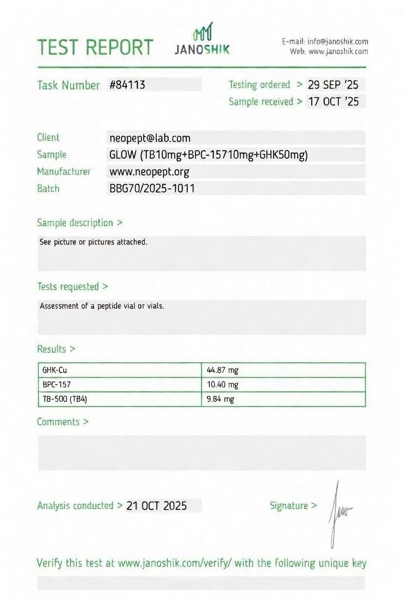 GLOW (TB-500 10mg + BPC-157 10mg + GHK 50mg)